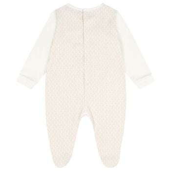 Ivory & Beige Teddy Bear Logo Babygrow