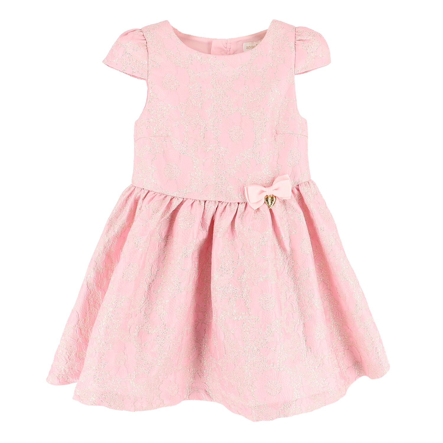 Girls Pink & Gold Jacquard Dress, 4, hi-res