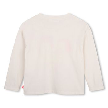 Girls Ivory Sequin Cat Heart Long Sleeve Top