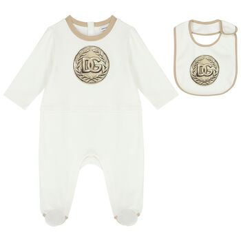 White Coin Logo Babygrow Gift Set