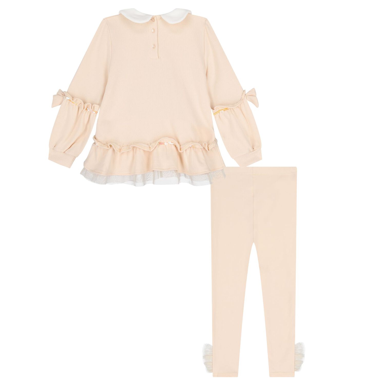 طقم ليجينز بنات بطبعه قلعه باللون البيج , 1, hi-res