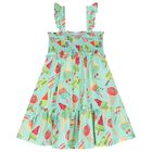 طقم فستان بنات بطبعة آيس كريم باللون الأخضر, 1, hi-res