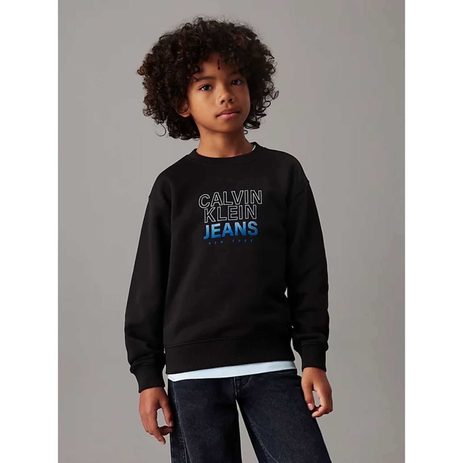 Boys Black Logo Sweatshirt, 1, hi-res image number null