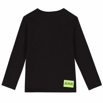 Boys Black Logo Long Sleeve