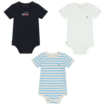 Baby Boys Multi-Colored Logo Bodysuits