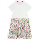 Girls White & Pink Logo Dress, 1, hi-res