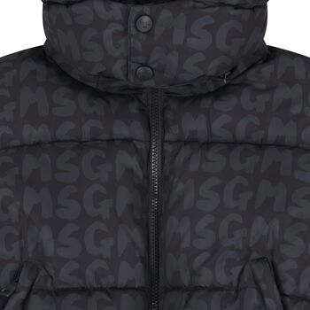Black & Grey Logo Puffer Jacket