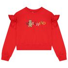 Girls Red Teddy Bear Logo Sweatshirt, 1, hi-res