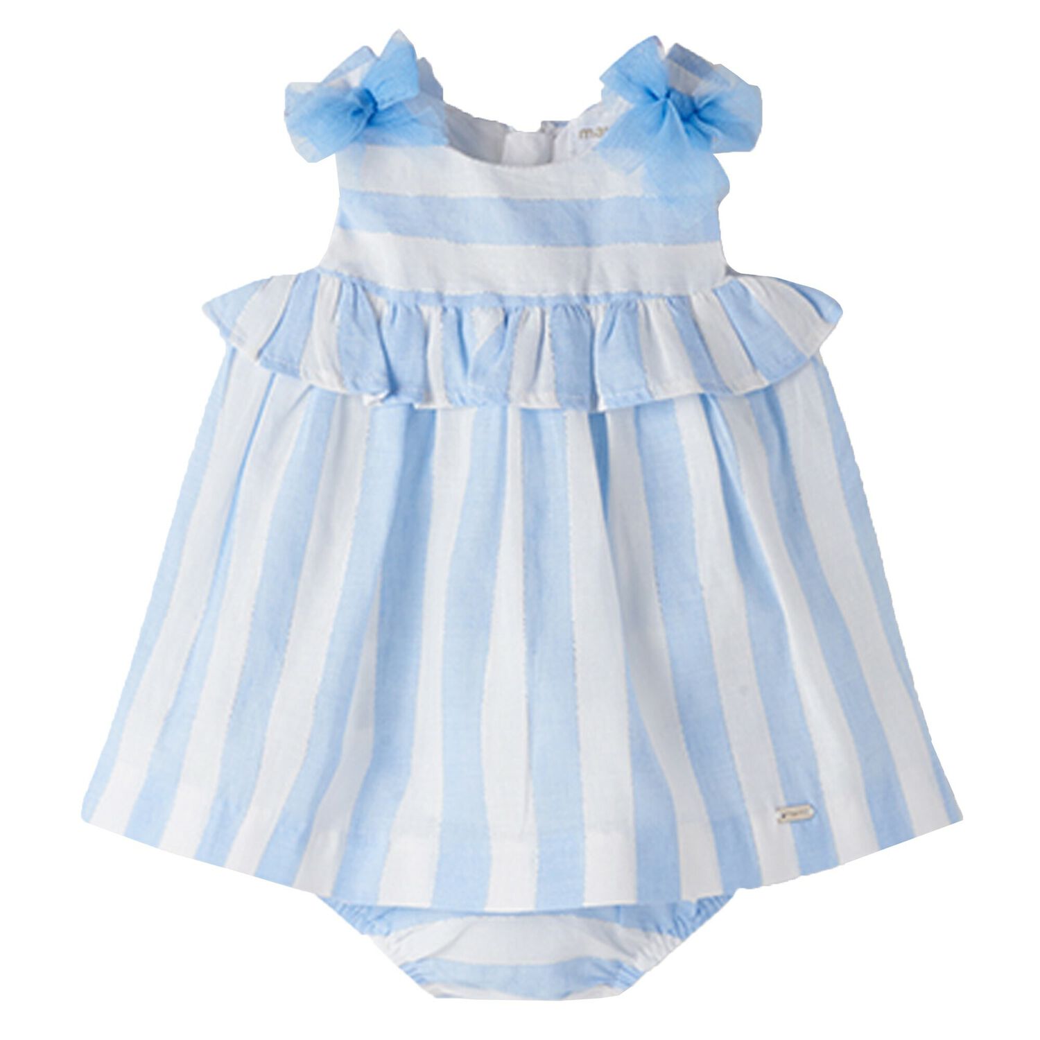 Baby Girls Blue & White Dress Set, 2, hi-res