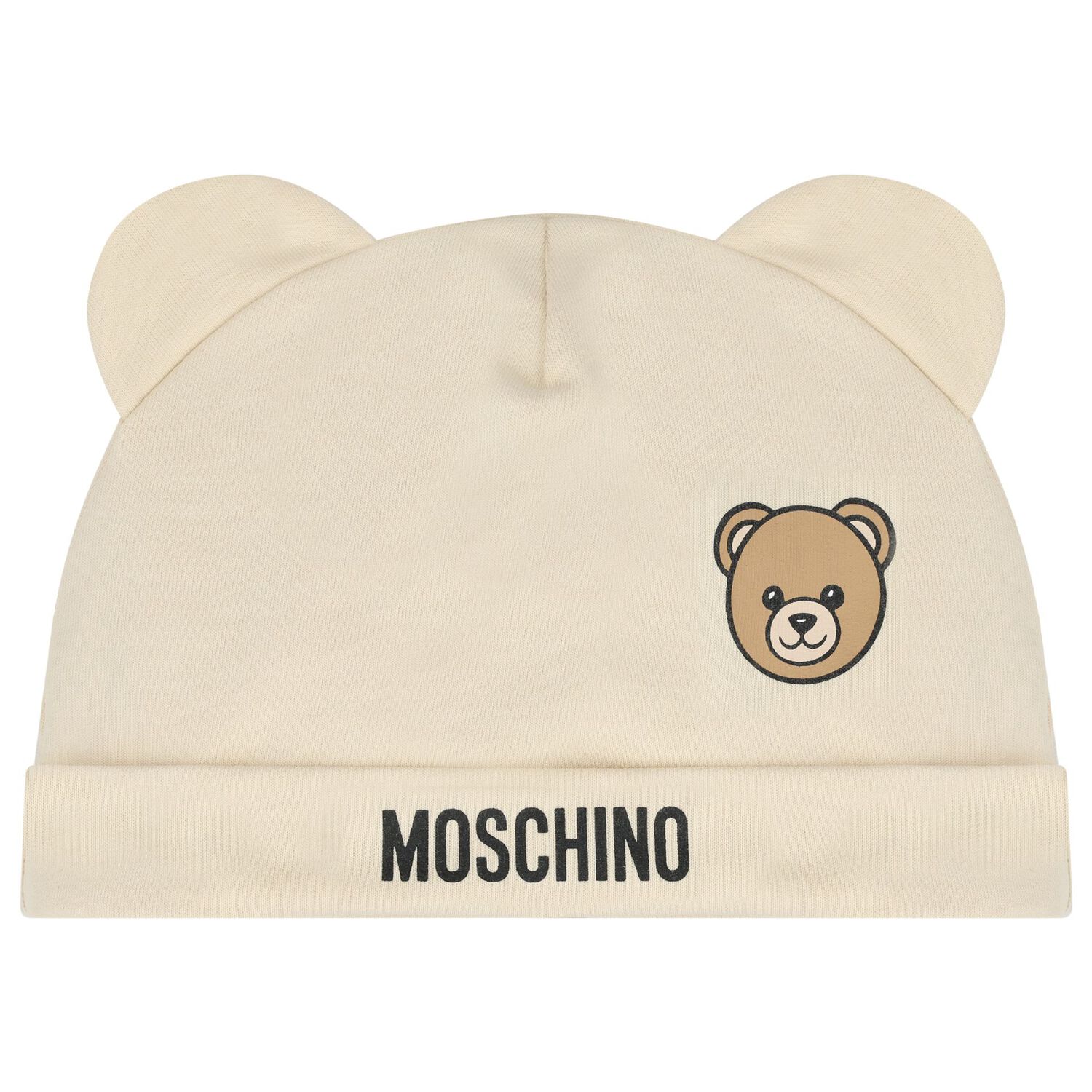 Beige Teddy Bear Logo Hat & Bib Baby Gift Set, 2, hi-res