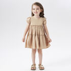 Girls Beige Tiered Dress, 1, hi-res