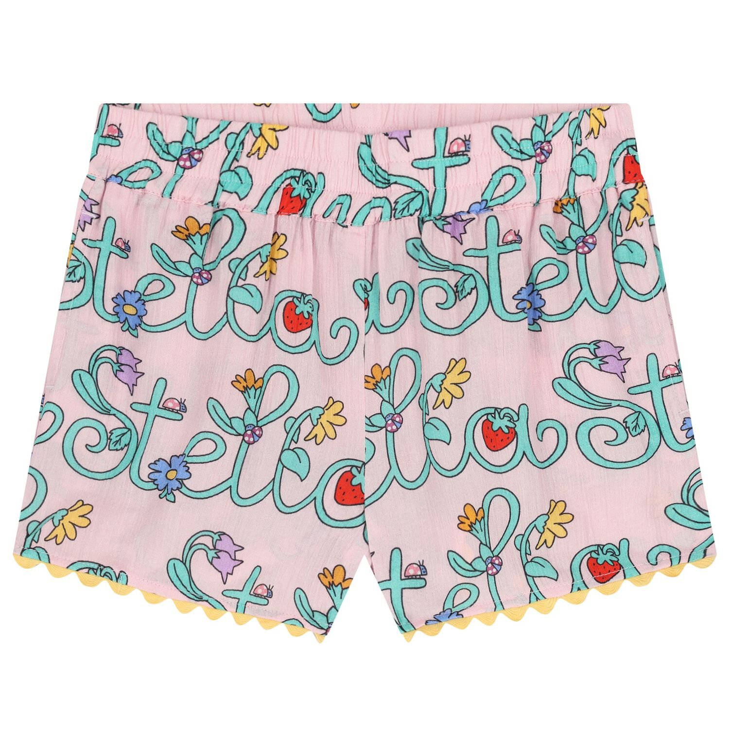 Girls Pink Logo Floral Shorts, 1, hi-res