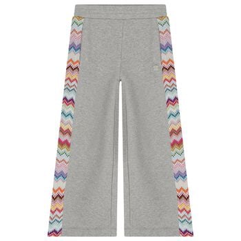 Girls Grey Zigzag Glittery Trousers