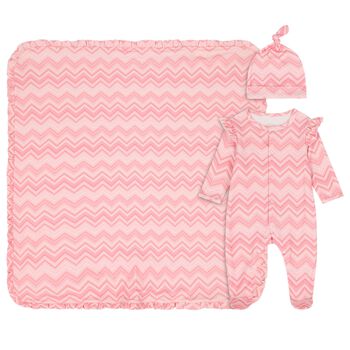 Baby Girls Pink Zig Zag Babygrow Gift Set