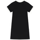 Girls Black Logo Dress, 1, hi-res