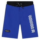 Younger Boys Blue Logo Shorts, 1, hi-res