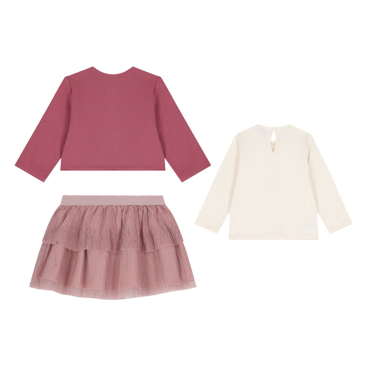 Younger Girls Pink & Ivory Skirt Set, 1, hi-res
