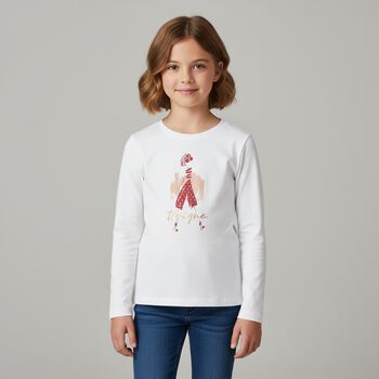 Girls White Long Sleeve Top, 2 Girls White Long Sleeve Top