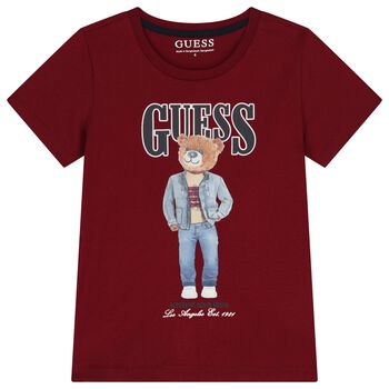 تيشيرت اولاد بالشعار تيدى بير باللون الاحمر 