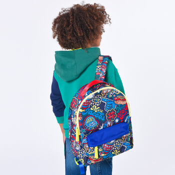 Boys Navy Blue Logo Backpack