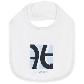 Baby Boys White Logo Bib