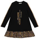 فستان بالشعار باللون الأسود والبيج, 1, hi-res