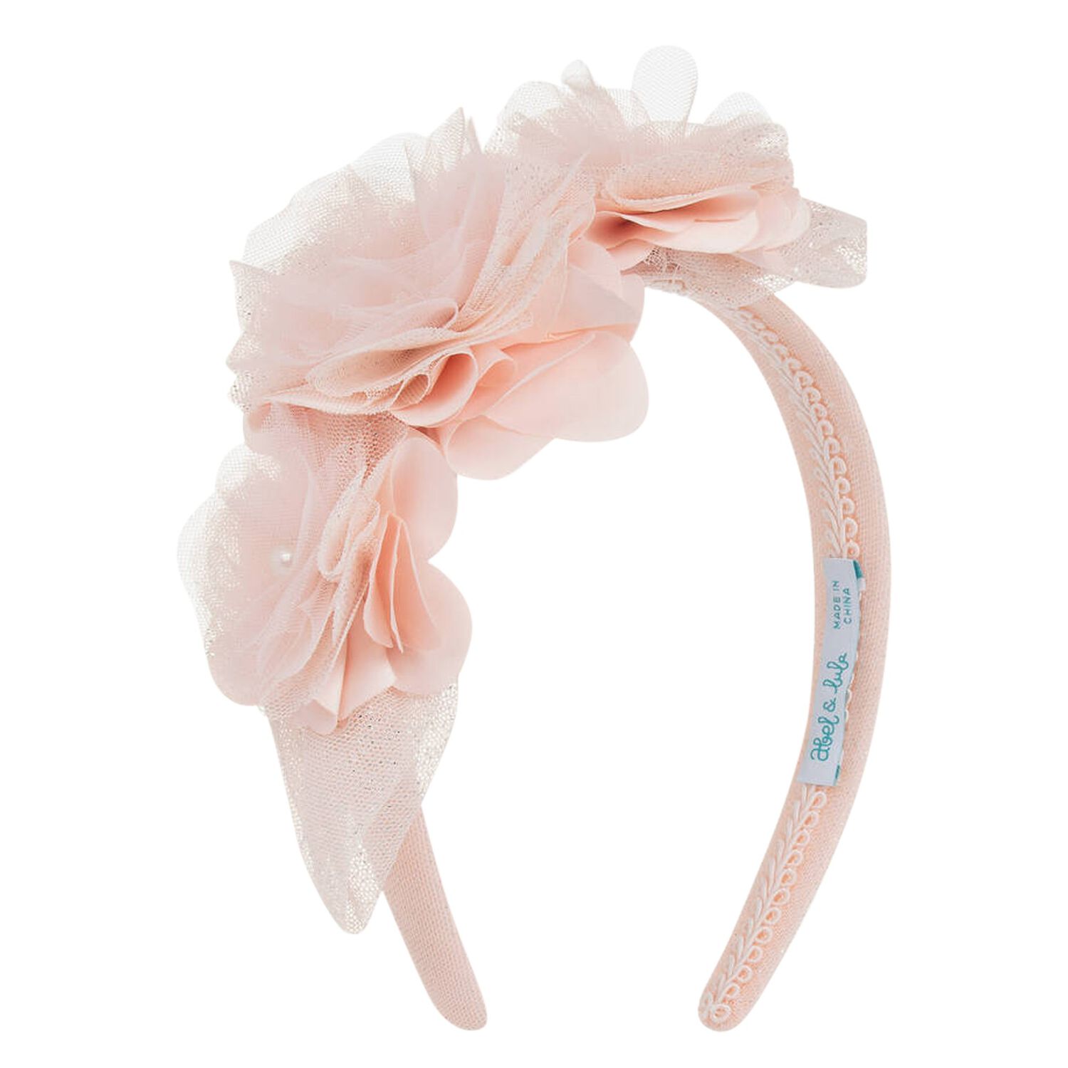 Girls Pink Flower Headband, 2, hi-res