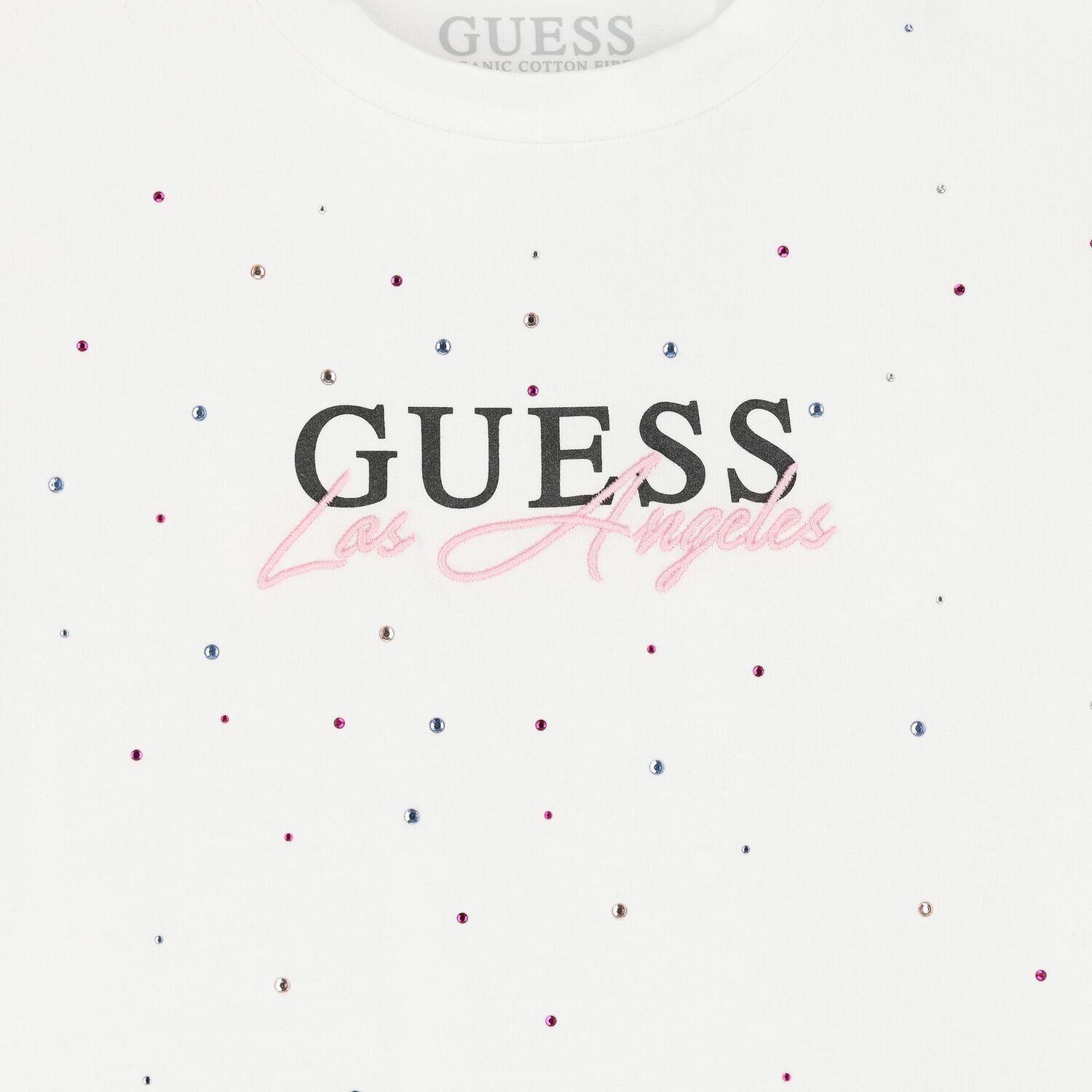 تيشيرت بنات بالشعار مطرز باللون الأبيض , 1, hi-res image number null