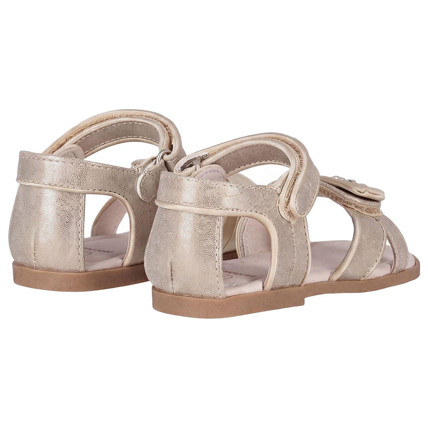 Younger Girls Gold Floral Pearl Sandals, 1, hi-res