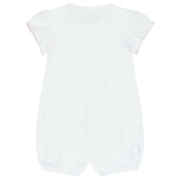 رومبير بنات بطبعة الزهور باللون الأبيض