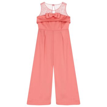 Girls Pink Crepe Jumpsuit