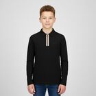 Boys Black Logo Long Sleeve Polo Shirt, 1, hi-res