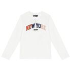 Boys White Logo Long Sleeve Top, 2, hi-res