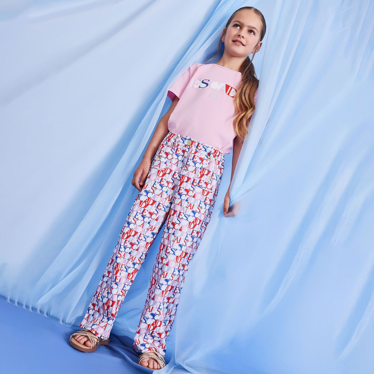 Girls Multi-Coloured Logo Trousers, 1, hi-res