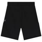 Boys Black Logo Shorts, 1, hi-res
