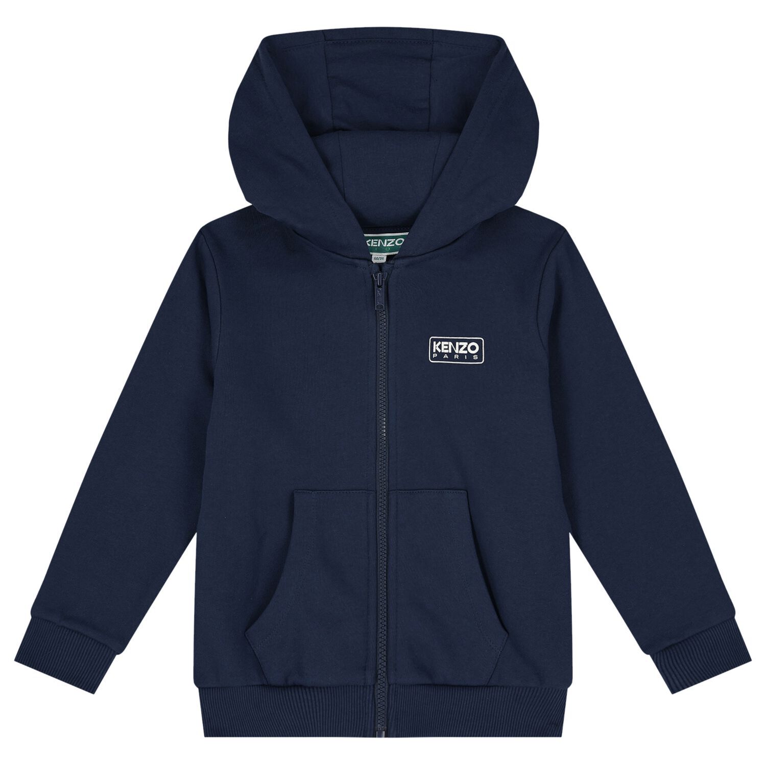Navy Blue Logo Hooded Zip Up Top, 1, hi-res
