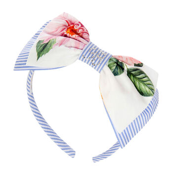 Girls Blue & White Striped Headband