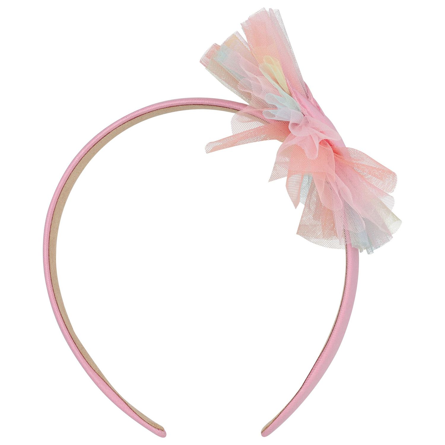 Girls Pink Heart & Tulle Applique Headband, 1, hi-res