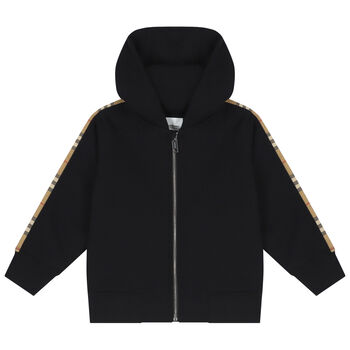 Black Hooded Zip Up Top