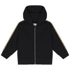 Black Hooded Zip Up Top, 1, hi-res