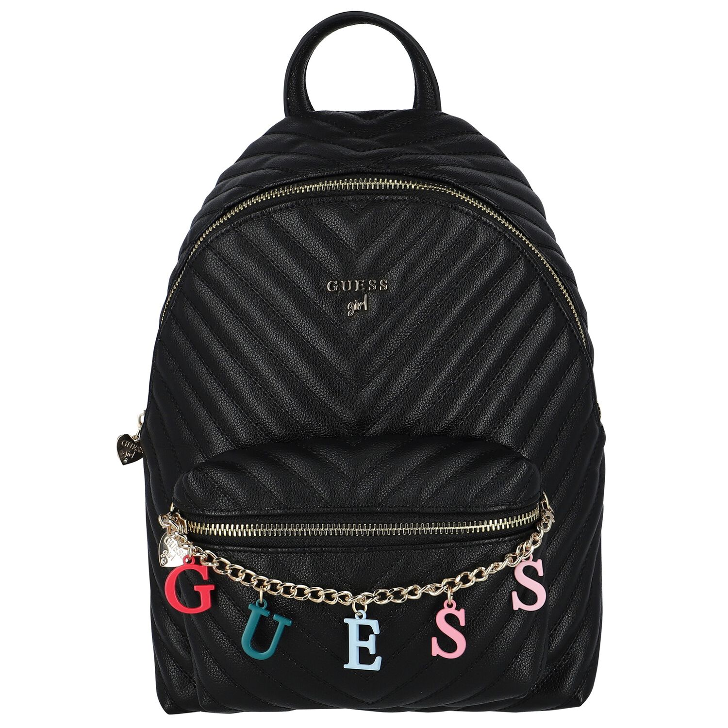Girls Black Logo Backpack, 3, hi-res