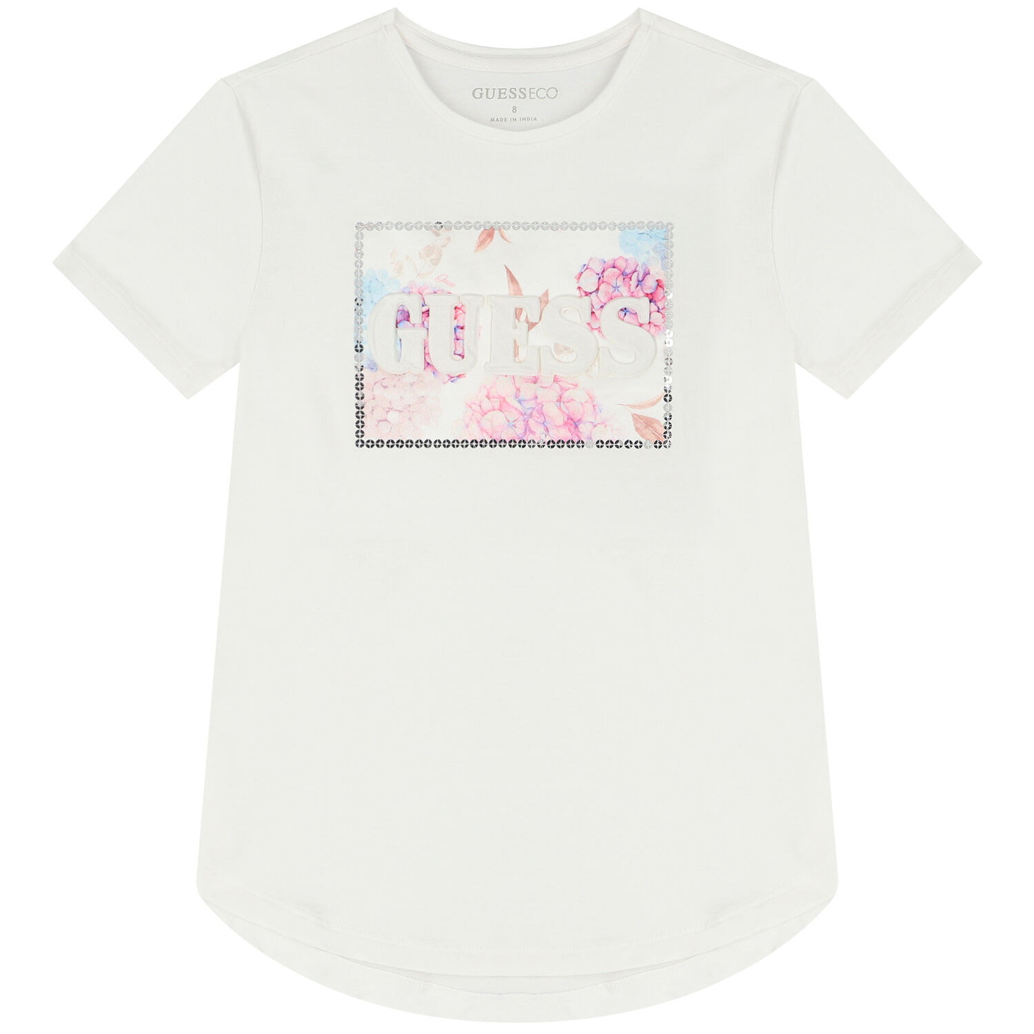 Girls White Floral Logo T-Shirt, 1, hi-res