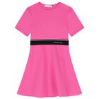 Girls Pink Logo Dress, 2, hi-res