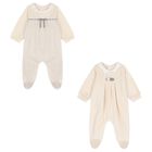 Baby Girls Ivory Babygrows ( 2-Pack ), 1, hi-res