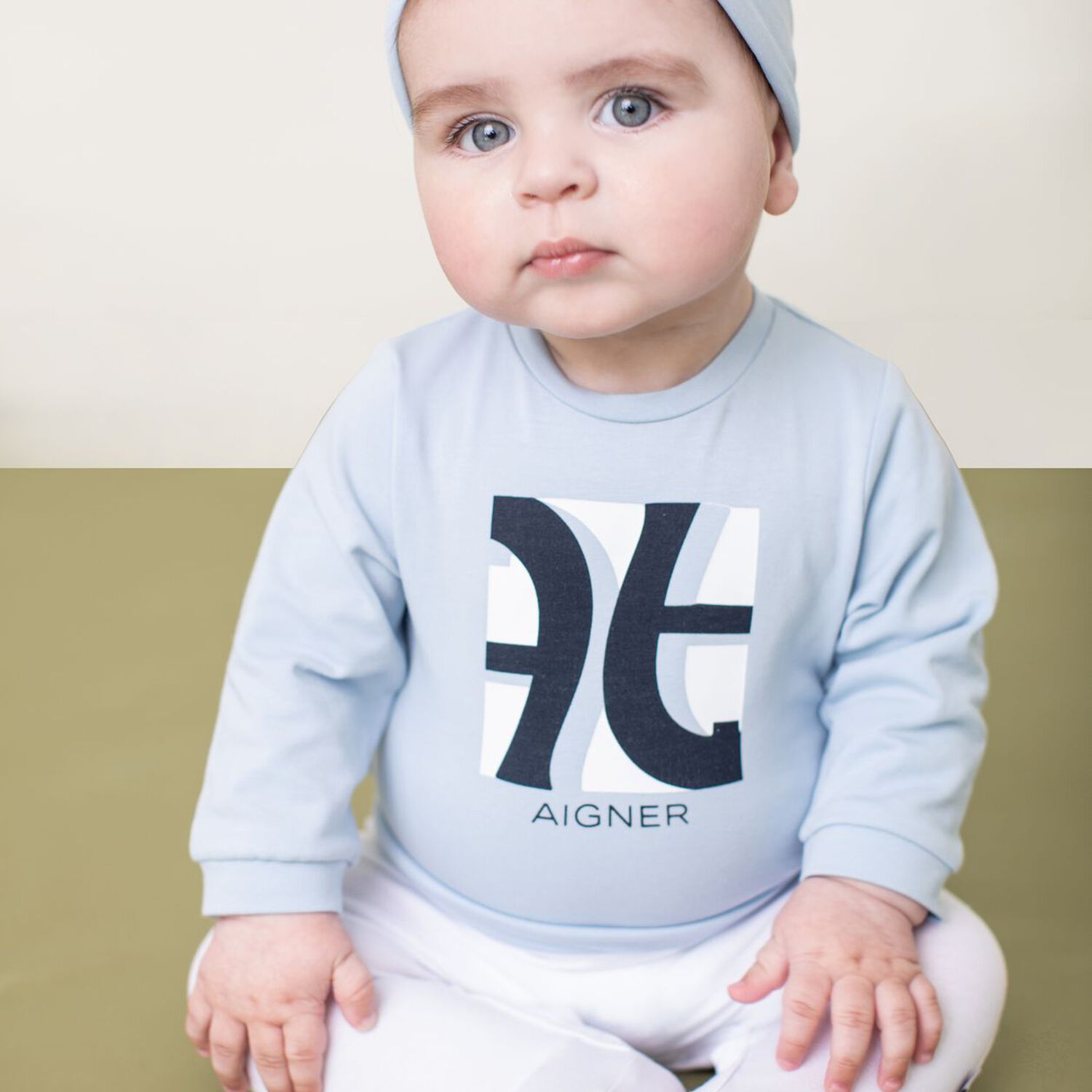 Baby Boys Blue & White Logo Babygrow, 1, hi-res