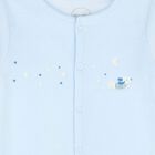 Boys Blue Velour Babygrow, 1, hi-res