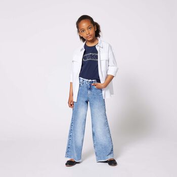 Girls Navy Blue Logo T-Shirt