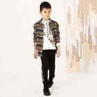 بنطلون بالشعار باللون الاسود للاولاد, 1, hi-res