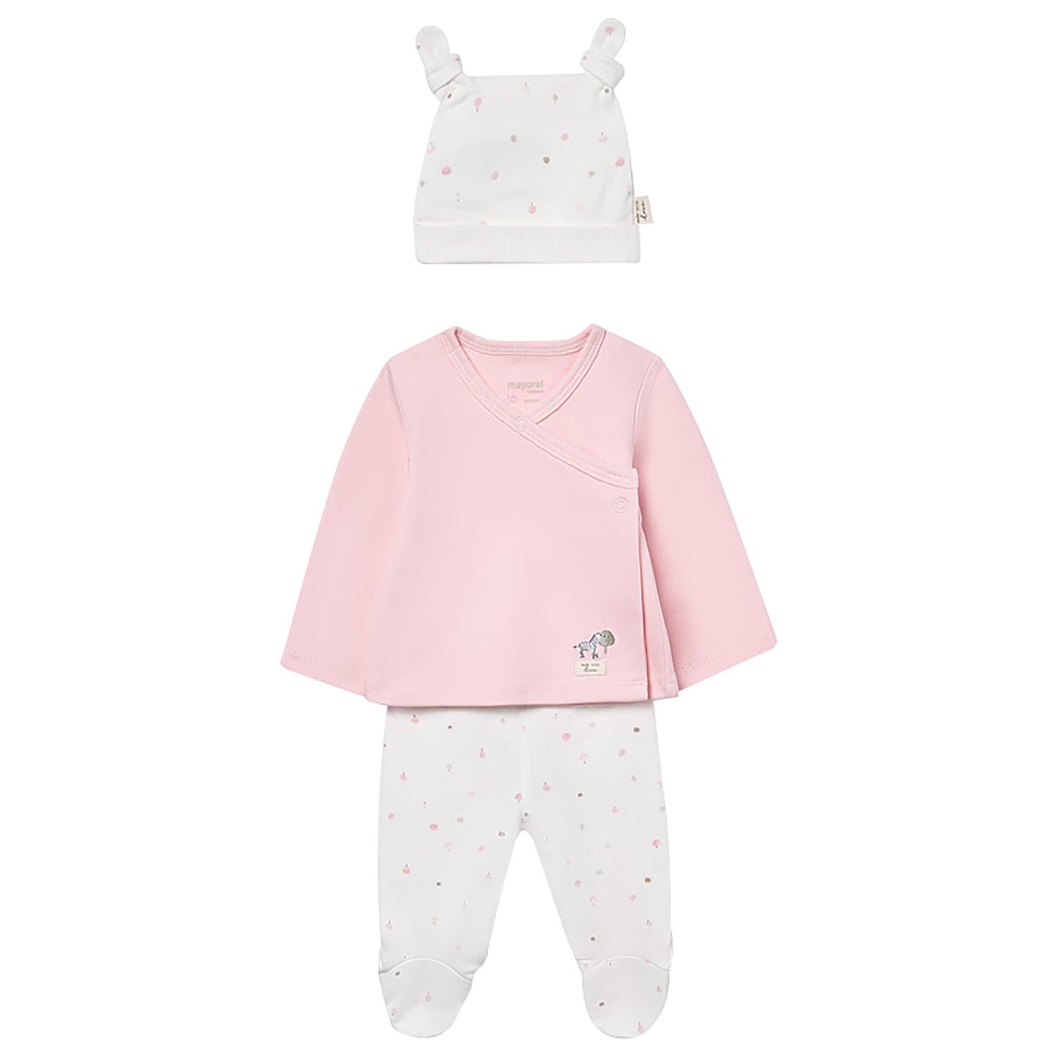 Baby Girls Ivory & Pink 2 Piece Babygrow Set, 2, hi-res