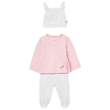 Baby Girls Ivory & Pink 2 Piece Babygrow Set